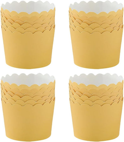50 Pcs Scalloped Edge Cupcake Liners Cute Muffin Baking Cups Wedding Cupcake Wrappers Cookie Dessert Paper Cups Small Baby Shower Cake Cases for Birthday Party Yellow