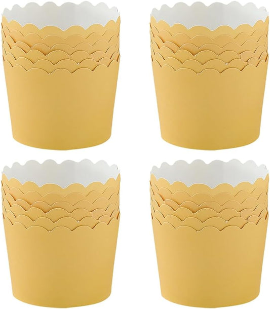 50 Pcs Scalloped Edge Cupcake Liners Cute Muffin Baking Cups Wedding Cupcake Wrappers Cookie Dessert Paper Cups Small Baby Shower Cake Cases for Birthday Party Yellow
