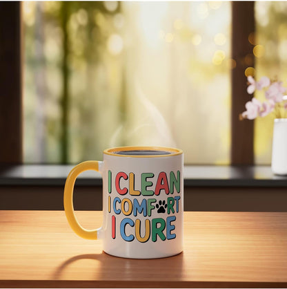 Veterinary Assistant Veterinarian Pet Animal Care Ceramic Mug, Yellow/White, 11oz