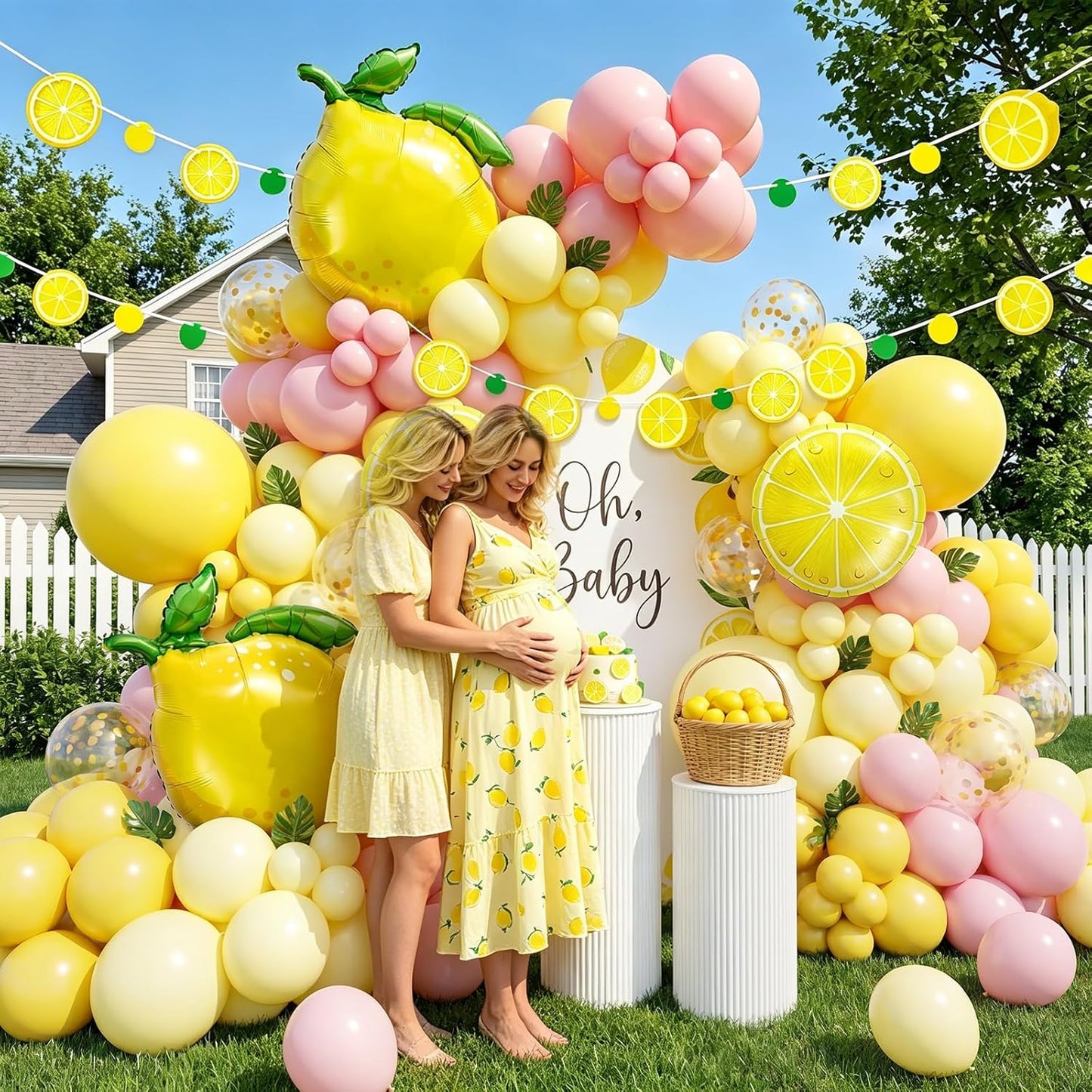 Lemon Balloon Arch Kit Pink and Yellow Balloon Garland Arch Kit with Lemon Foil Balloons Latex Balloons for Summer Lemon Decor Baby Shower Bridal Shower Lemonade Birthday Party Decorations