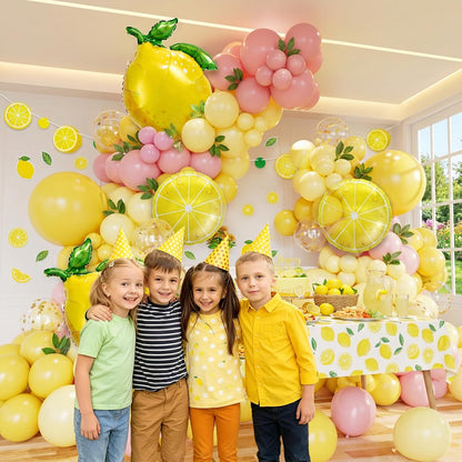 Lemon Balloon Arch Kit Pink and Yellow Balloon Garland Arch Kit with Lemon Foil Balloons Latex Balloons for Summer Lemon Decor Baby Shower Bridal Shower Lemonade Birthday Party Decorations