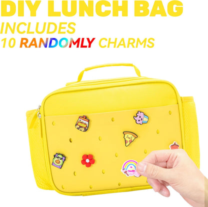 Kid Insulated Lunch Bag Cute Lunch Box Reusable Lunch Tote for School Picnic Birthday Gifts for Girl Boy(Yellow)