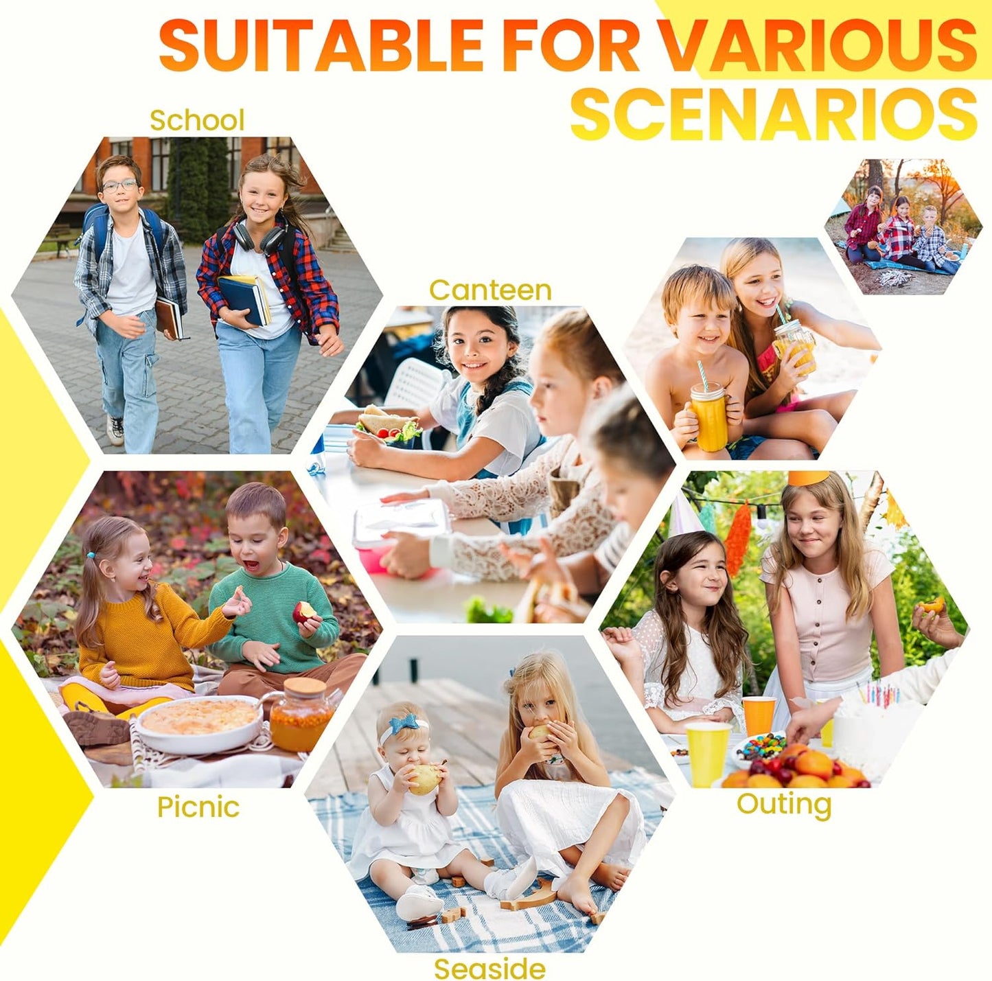 Kid Insulated Lunch Bag Cute Lunch Box Reusable Lunch Tote for School Picnic Birthday Gifts for Girl Boy(Yellow)