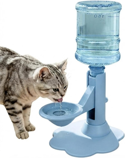 Cat Water Dispenser Stand – Spill-Proof Pet Water Bowl Adjustable Elevated Stand, Automatic Water Renewal, Detachable Easy Clean, Indoor Outdoor Use (Blue,Base+Bottle)