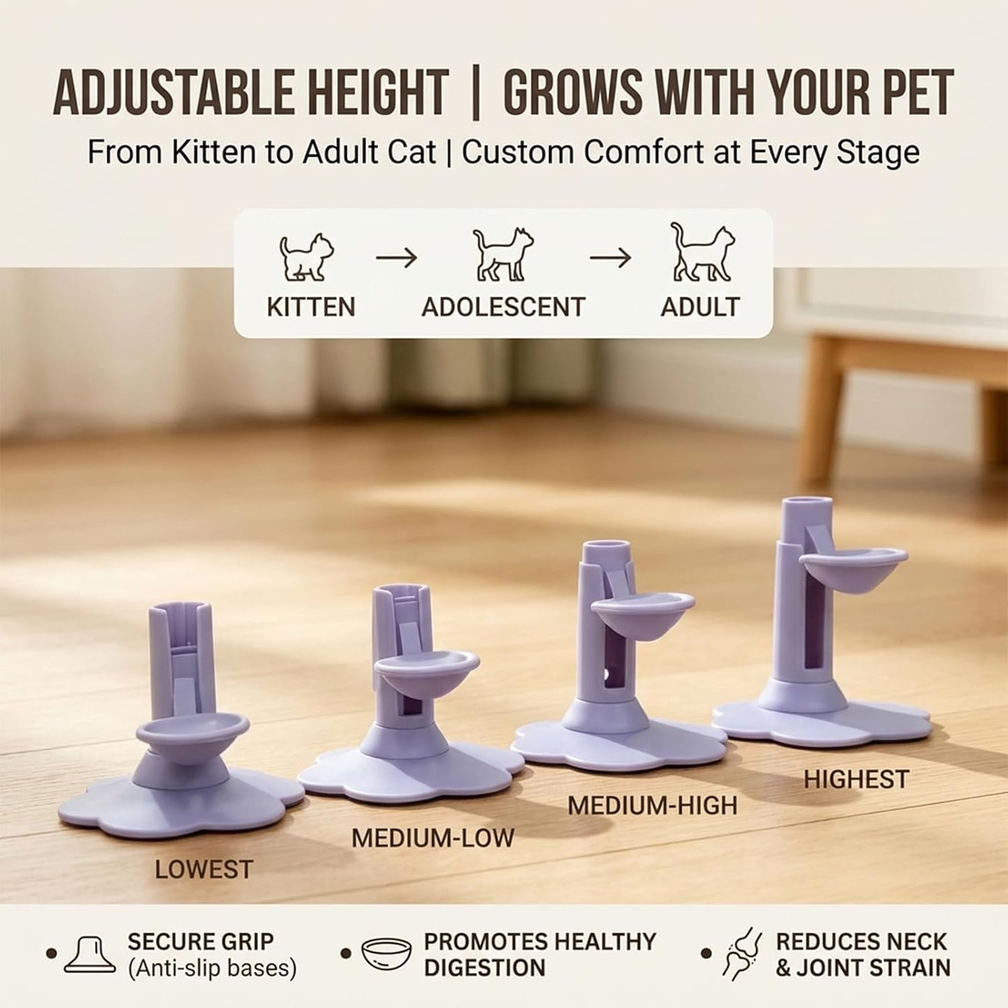 Cat Water Dispenser Stand – Spill-Proof Pet Water Bowl Adjustable Elevated Stand, Automatic Water Renewal, Detachable Easy Clean, Indoor Outdoor Use (Blue,Base+Bottle)