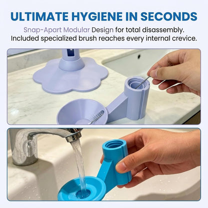 Cat Water Dispenser Stand – Spill-Proof Pet Water Bowl Adjustable Elevated Stand, Automatic Water Renewal, Detachable Easy Clean, Indoor Outdoor Use (Blue,Base+Bottle)