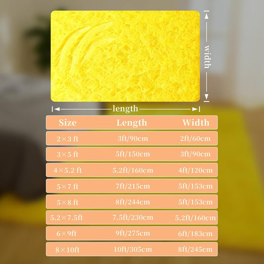 Cozy Winter Area Rug 2x3,Ultra Soft ‌Plush Shaggy Rug Non Slip for Living Room/Bedroom,Kid/Pet Friendly,Modern Home Decor Carpet,Yellow