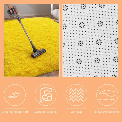 Cozy Winter Area Rug 2x3,Ultra Soft ‌Plush Shaggy Rug Non Slip for Living Room/Bedroom,Kid/Pet Friendly,Modern Home Decor Carpet,Yellow
