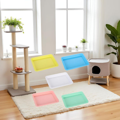5 Pcs Plastic Kitten Litter Boxes Small Bunny Litter Box Open Cat Litter Box Pet Kitty Litter Pan Portable Cat Waste Tray for Indoor Cats, Standard Litter Boxes