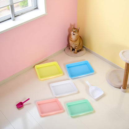 5 Pcs Plastic Kitten Litter Boxes Small Bunny Litter Box Open Cat Litter Box Pet Kitty Litter Pan Portable Cat Waste Tray for Indoor Cats, Standard Litter Boxes