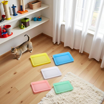 5 Pcs Plastic Kitten Litter Boxes Small Bunny Litter Box Open Cat Litter Box Pet Kitty Litter Pan Portable Cat Waste Tray for Indoor Cats, Standard Litter Boxes