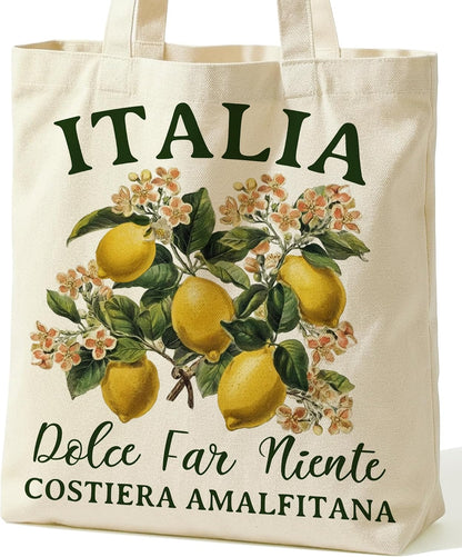 Aesthetic Farm Market Tote Bag for Women | Double-Sided, Reusable, Medium Size with Inner Pocket