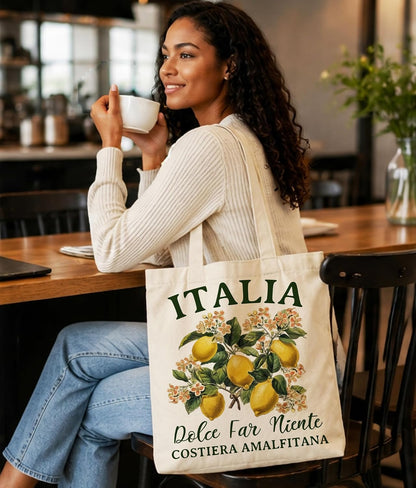 Aesthetic Farm Market Tote Bag for Women | Double-Sided, Reusable, Medium Size with Inner Pocket