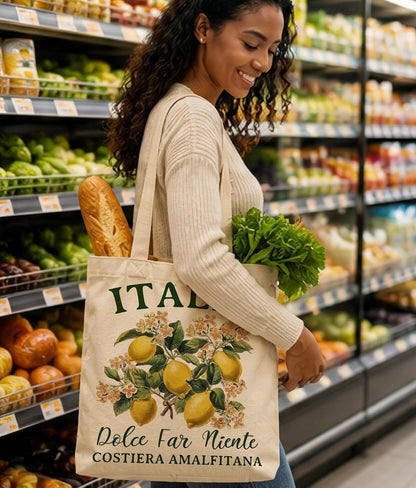 Aesthetic Farm Market Tote Bag for Women | Double-Sided, Reusable, Medium Size with Inner Pocket