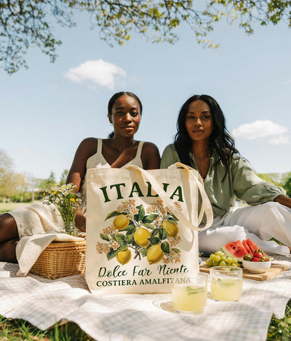 Aesthetic Farm Market Tote Bag for Women | Double-Sided, Reusable, Medium Size with Inner Pocket