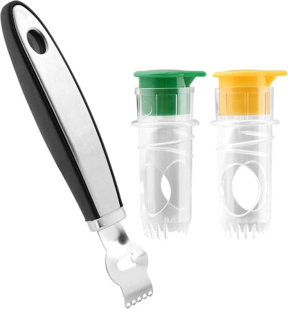 Screw Top Manual Lemon Squeezer, 2pcs Lime Squeezer with Lemon Zester, Mini Handheld Orange Press Juice Extractor, Citrus Juicer for Seasoning Cooking and Cocktails(COLOR:Yellow+Green)