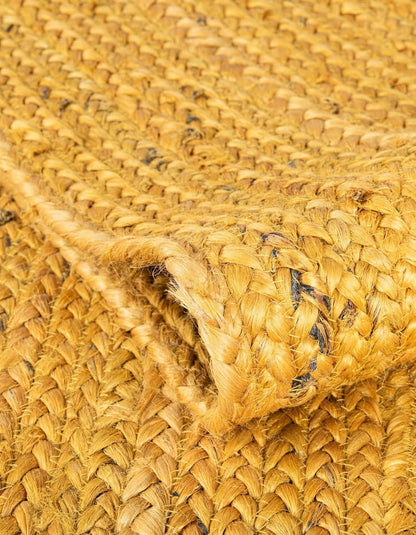 Indian Hand Woven Braided Yellow Color Jute Area Rug, Bohemian Area Rugs, Bedroom, Living Room, Doormat Rug Size - 2' x 3' Oval / 60 cm x 90 cm