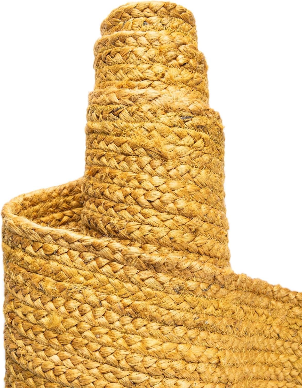 Indian Hand Woven Braided Yellow Color Jute Area Rug, Bohemian Area Rugs, Bedroom, Living Room, Doormat Rug Size - 2' x 3' Oval / 60 cm x 90 cm