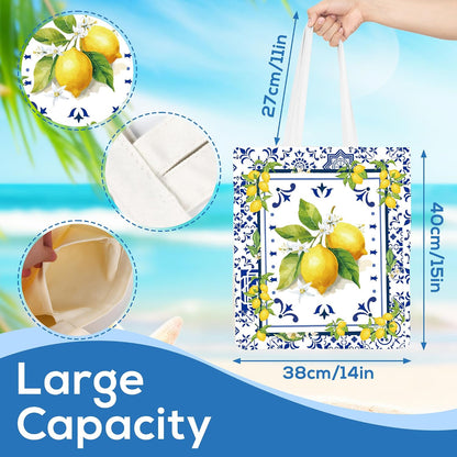 Sitsink Travel Souvenirs Gifts Tote Bags Spain Greece Italy Lemon Bulk Reusable Tote Bag 4 Pcs