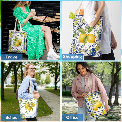 Sitsink Travel Souvenirs Gifts Tote Bags Spain Greece Italy Lemon Bulk Reusable Tote Bag 4 Pcs