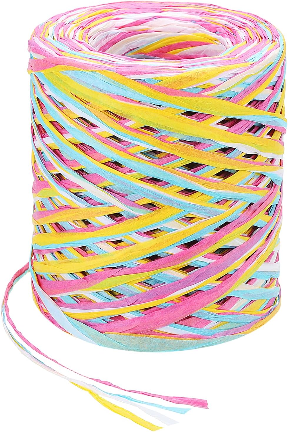 Raffia Paper Craft Ribbon 120M/394ft 4Ply String Kraft Packing for Gift Wrapping, Crafting Supplies (Pink/Yellow/Blue/White)