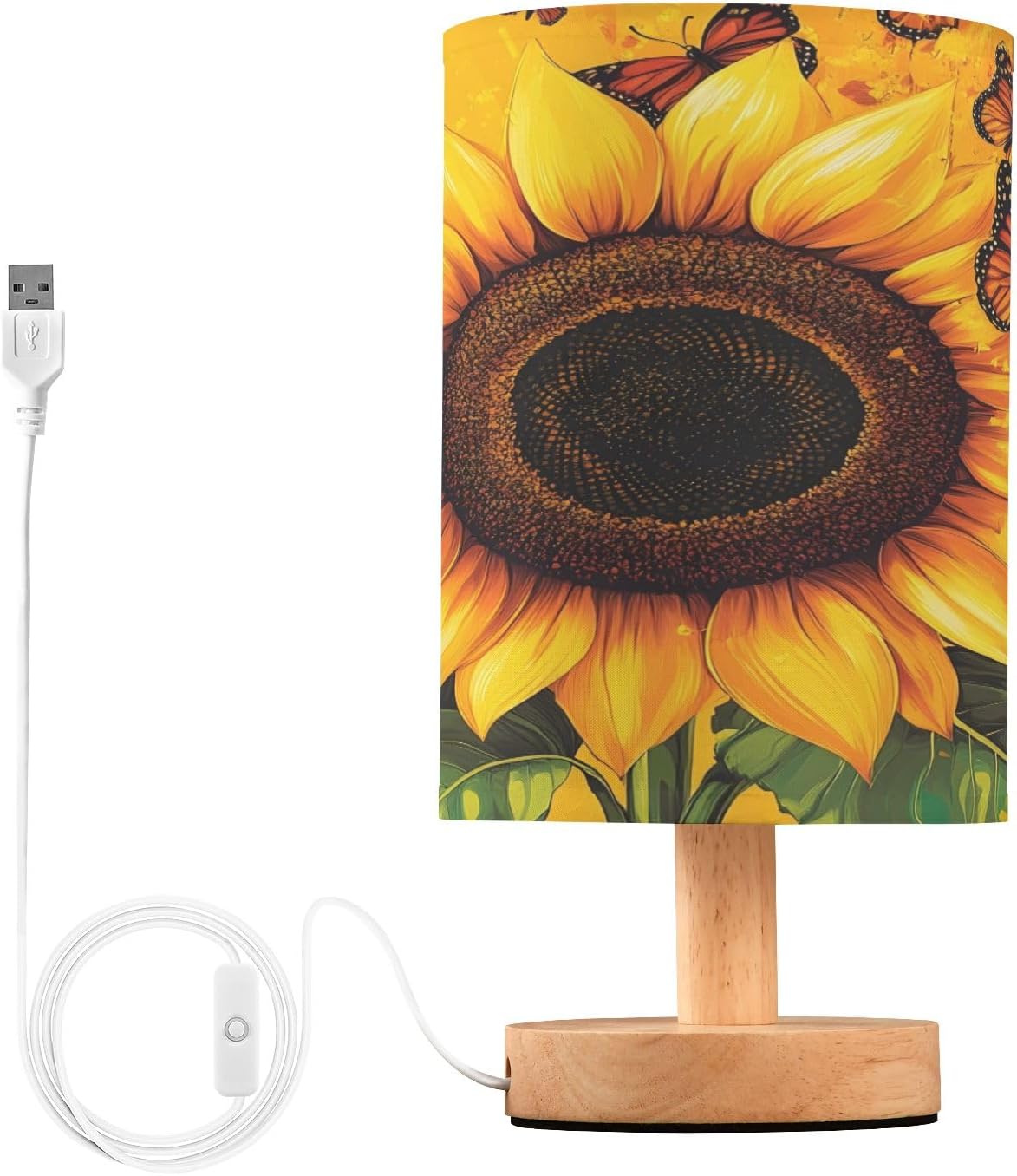 Small Table Lamp for Bedroom Bright Yellow Sunflower Table Lamp Nightstand Lamp for Livingroom Office Reading Working Table Desk
