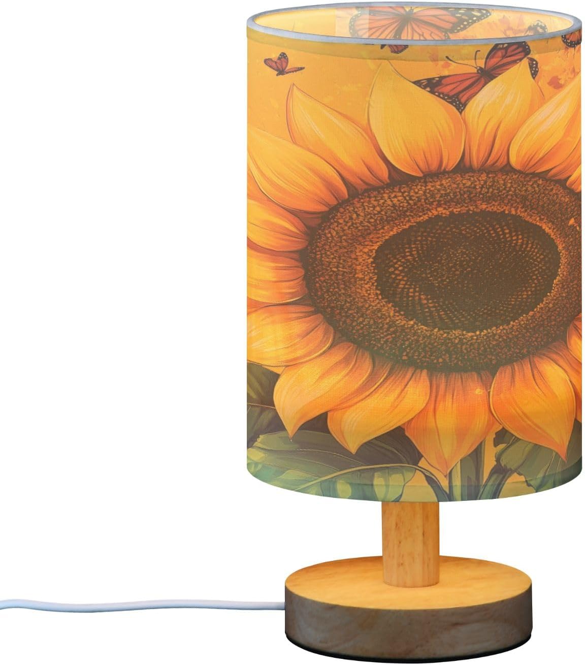 Small Table Lamp for Bedroom Bright Yellow Sunflower Table Lamp Nightstand Lamp for Livingroom Office Reading Working Table Desk