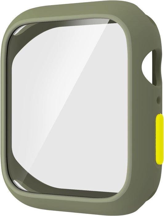 Case Compatible with Apple Watch 7/8/9 41MM with Tempered Glass Screen Protector, Full Coverage Bumper Cover for iWatch Smartwatch Accessories Green+Yellow