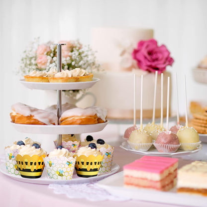 48 Pcs Honey Bee Cupcake Wrappers Bee Party Baking Cups Wrappers Cake Decorations Yellow Stripes Cup Cake Holder for Baby Shower Birthday Party Decoration Supplies
