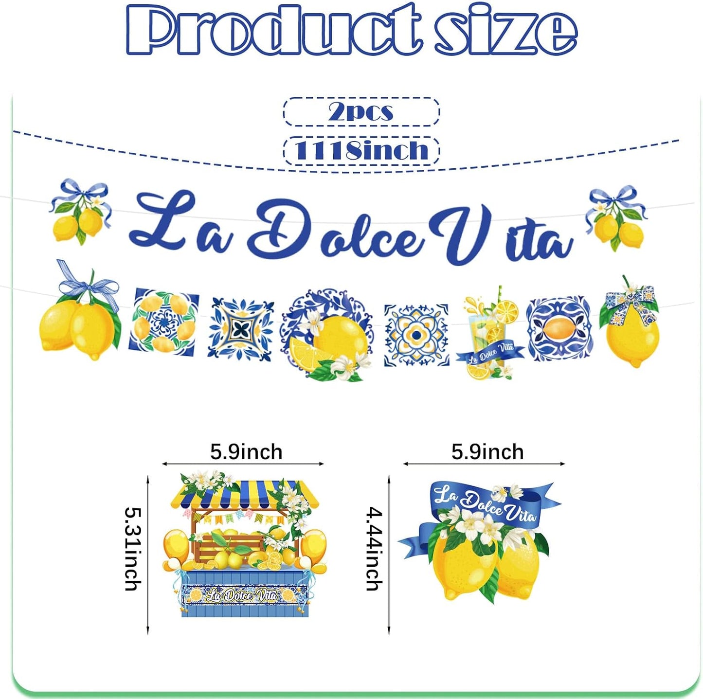 10pcs La Dolce Vita Party Decorations Include Lemon Citrus La Dolce Vita Banners Hanging Swirls Italian Summer Bridal Shower Wedding Weekend Bachelorette Theme Decor Supplies