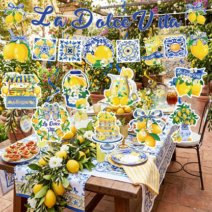 10pcs La Dolce Vita Party Decorations Include Lemon Citrus La Dolce Vita Banners Hanging Swirls Italian Summer Bridal Shower Wedding Weekend Bachelorette Theme Decor Supplies