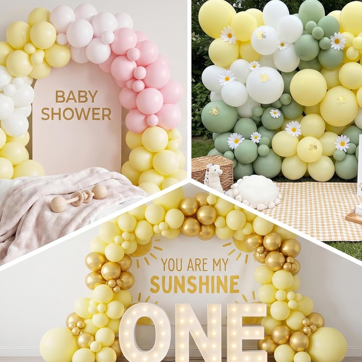 55pcs Pastel Yellow Balloons 12 Inch, Light Pale Macaron Yellow | Latex Party Balloons for Lemon Bee Baby Shower, Sunflower Birthday, Gender Reveal (With Ribbon & Glues)