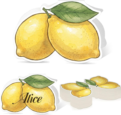 100 Pcs Capri Lemon Name Place Cards Set, Amalfi Coast Lemon Themed Table Seating Cards Folded Tent Reception Seating Card for Wedding Bridal Shower Birthday Dinner Table Decorations