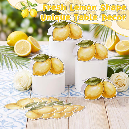 100 Pcs Capri Lemon Name Place Cards Set, Amalfi Coast Lemon Themed Table Seating Cards Folded Tent Reception Seating Card for Wedding Bridal Shower Birthday Dinner Table Decorations