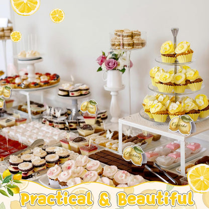 100 Pcs Capri Lemon Name Place Cards Set, Amalfi Coast Lemon Themed Table Seating Cards Folded Tent Reception Seating Card for Wedding Bridal Shower Birthday Dinner Table Decorations