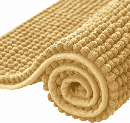 Bathroom Rugs Chenille Bath Rug, Soft Short Plush Bath Mat, Water Absorbent Shower Mat, Quick Dry Machine Washable(Yellow, 18" x 24")