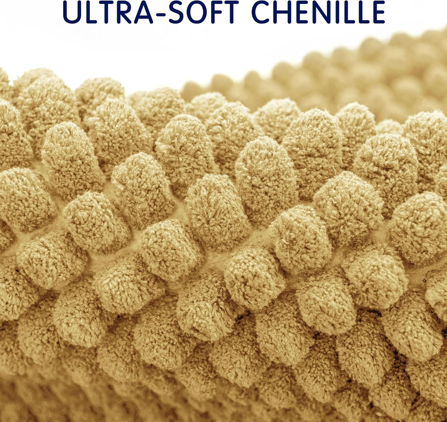 Bathroom Rugs Chenille Bath Rug, Soft Short Plush Bath Mat, Water Absorbent Shower Mat, Quick Dry Machine Washable(Yellow, 18" x 24")
