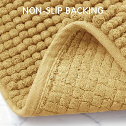 Bathroom Rugs Chenille Bath Rug, Soft Short Plush Bath Mat, Water Absorbent Shower Mat, Quick Dry Machine Washable(Yellow, 18" x 24")