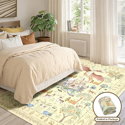 Bedroom Area Rugs 5x7ft Non Slip, Yellow Dragon Animal Print Living Room Rugs Non Shedding, Washable Fantasy Kids Nursery Floor Carpets for Dining Room Playroom Study Home Decor