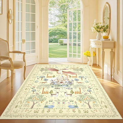 Bedroom Area Rugs 5x7ft Non Slip, Yellow Dragon Animal Print Living Room Rugs Non Shedding, Washable Fantasy Kids Nursery Floor Carpets for Dining Room Playroom Study Home Decor