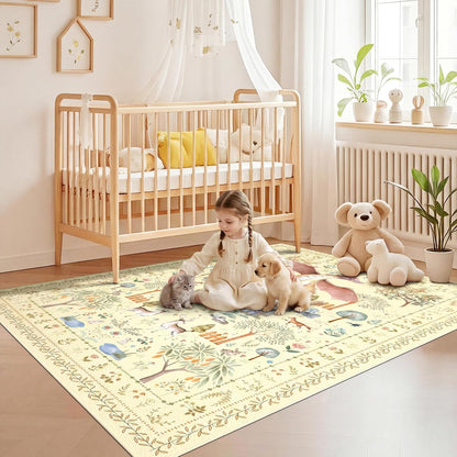 Bedroom Area Rugs 5x7ft Non Slip, Yellow Dragon Animal Print Living Room Rugs Non Shedding, Washable Fantasy Kids Nursery Floor Carpets for Dining Room Playroom Study Home Decor