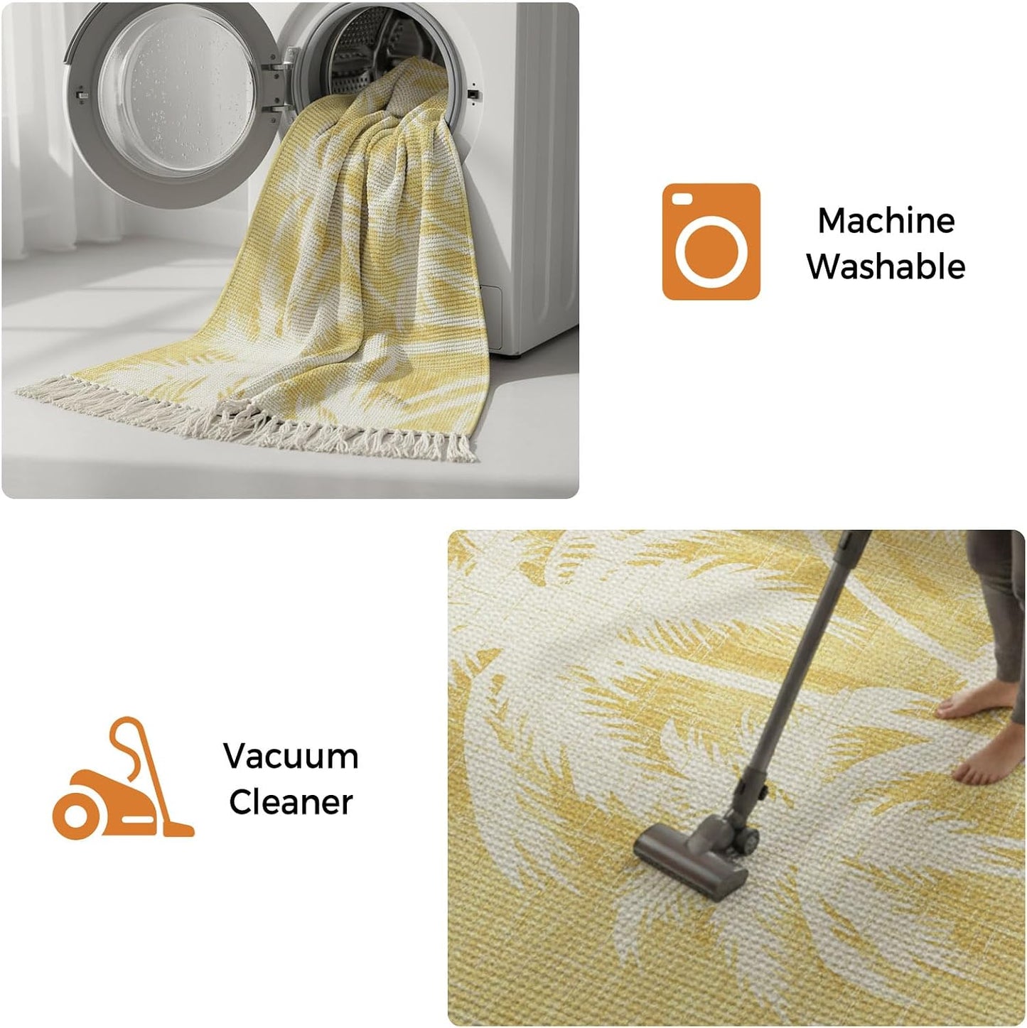 Coastal Tropical Area Rug with Tassel 2x3 Ft,Summer Palm Trees Silhouettes Light Yellow Entryway Rugs Washable Throw Mat Lightweight Tassel Carpets for Living Room Kitchen Bedroom Bedside,Office Decor