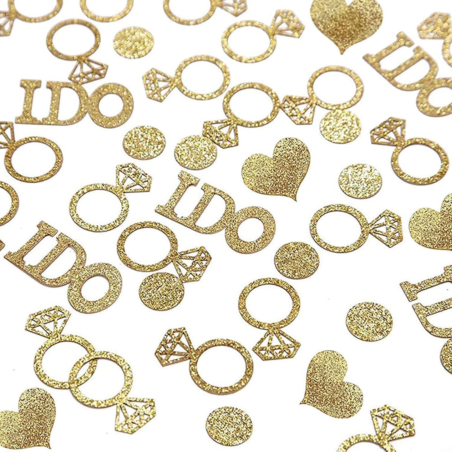 Gold Wedding Confetti, 100 Pcs I DO Engagement | Bridal Shower Decorations, Bride to Be Confetti, Glittering Diamond Ring, Engagement Party Table Scatter