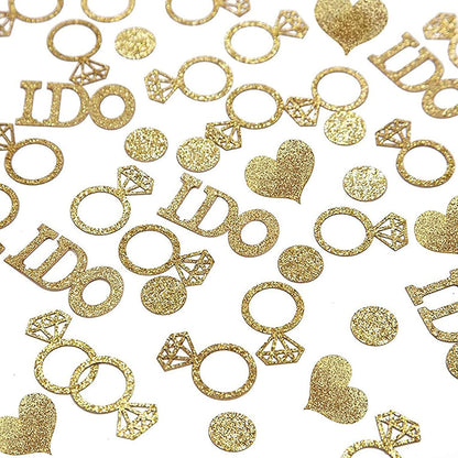 Gold Wedding Confetti, 100 Pcs I DO Engagement | Bridal Shower Decorations, Bride to Be Confetti, Glittering Diamond Ring, Engagement Party Table Scatter