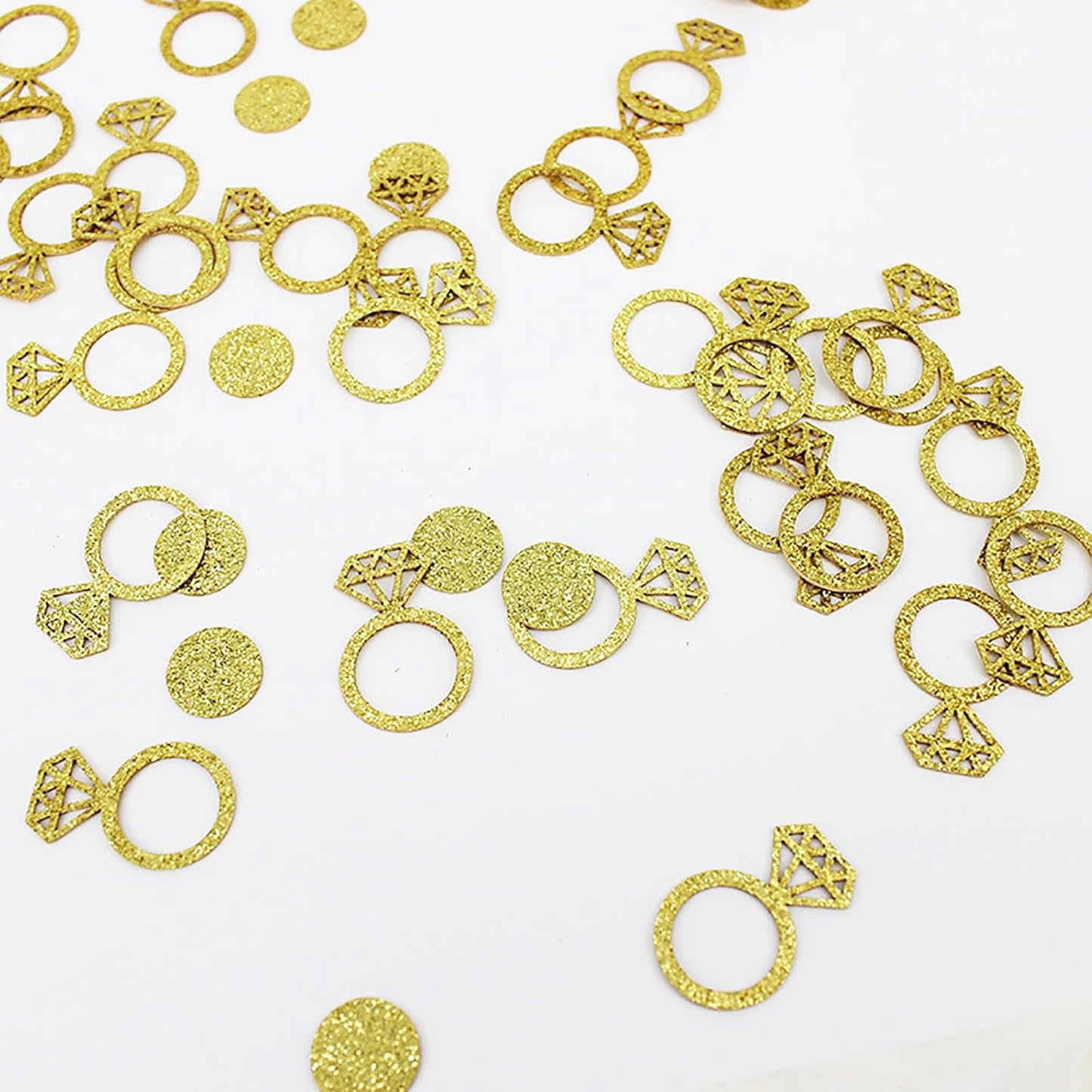 Gold Wedding Confetti, 100 Pcs I DO Engagement | Bridal Shower Decorations, Bride to Be Confetti, Glittering Diamond Ring, Engagement Party Table Scatter