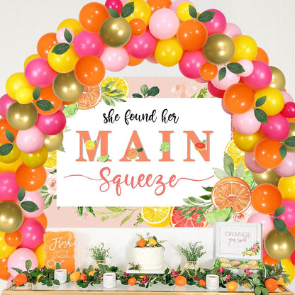 Lemon Bridal Shower Decor She Find Her Main Squeeze Bachelorette Party Decor She Found Her Main Squeeze Backdrop Citrus Fruit Garland Arch Bachelorette Engagement Citrus Lemonade Party