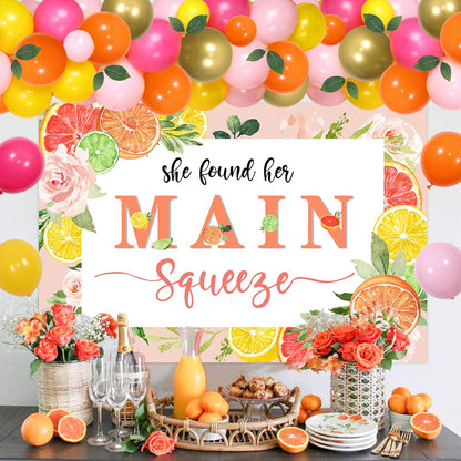 Lemon Bridal Shower Decor She Find Her Main Squeeze Bachelorette Party Decor She Found Her Main Squeeze Backdrop Citrus Fruit Garland Arch Bachelorette Engagement Citrus Lemonade Party