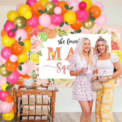 Lemon Bridal Shower Decor She Find Her Main Squeeze Bachelorette Party Decor She Found Her Main Squeeze Backdrop Citrus Fruit Garland Arch Bachelorette Engagement Citrus Lemonade Party