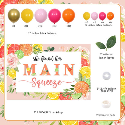 Lemon Bridal Shower Decor She Find Her Main Squeeze Bachelorette Party Decor She Found Her Main Squeeze Backdrop Citrus Fruit Garland Arch Bachelorette Engagement Citrus Lemonade Party