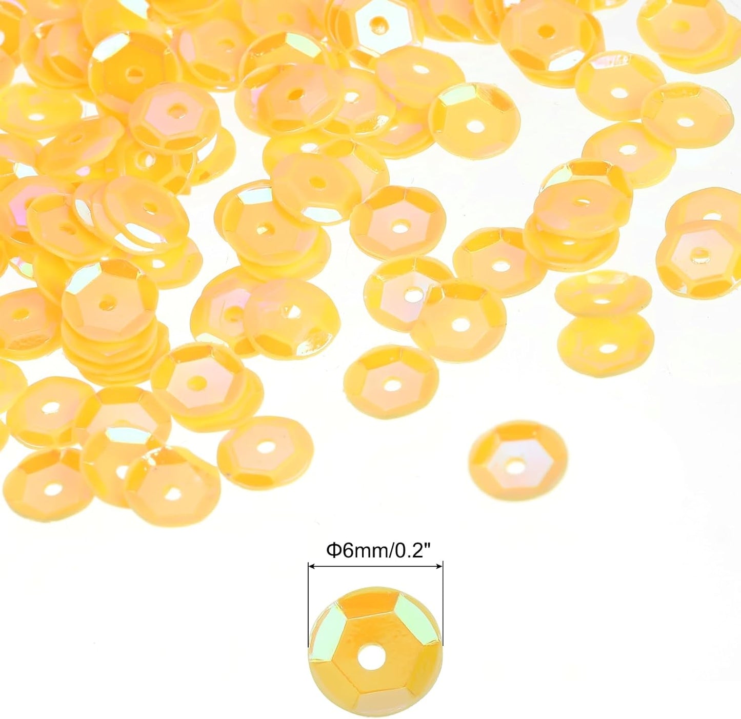 Iridescent Sequins 2400Pcs Cup Sequins for Jewelry Making, Crafts, Embroidery, Sewing - Yellow